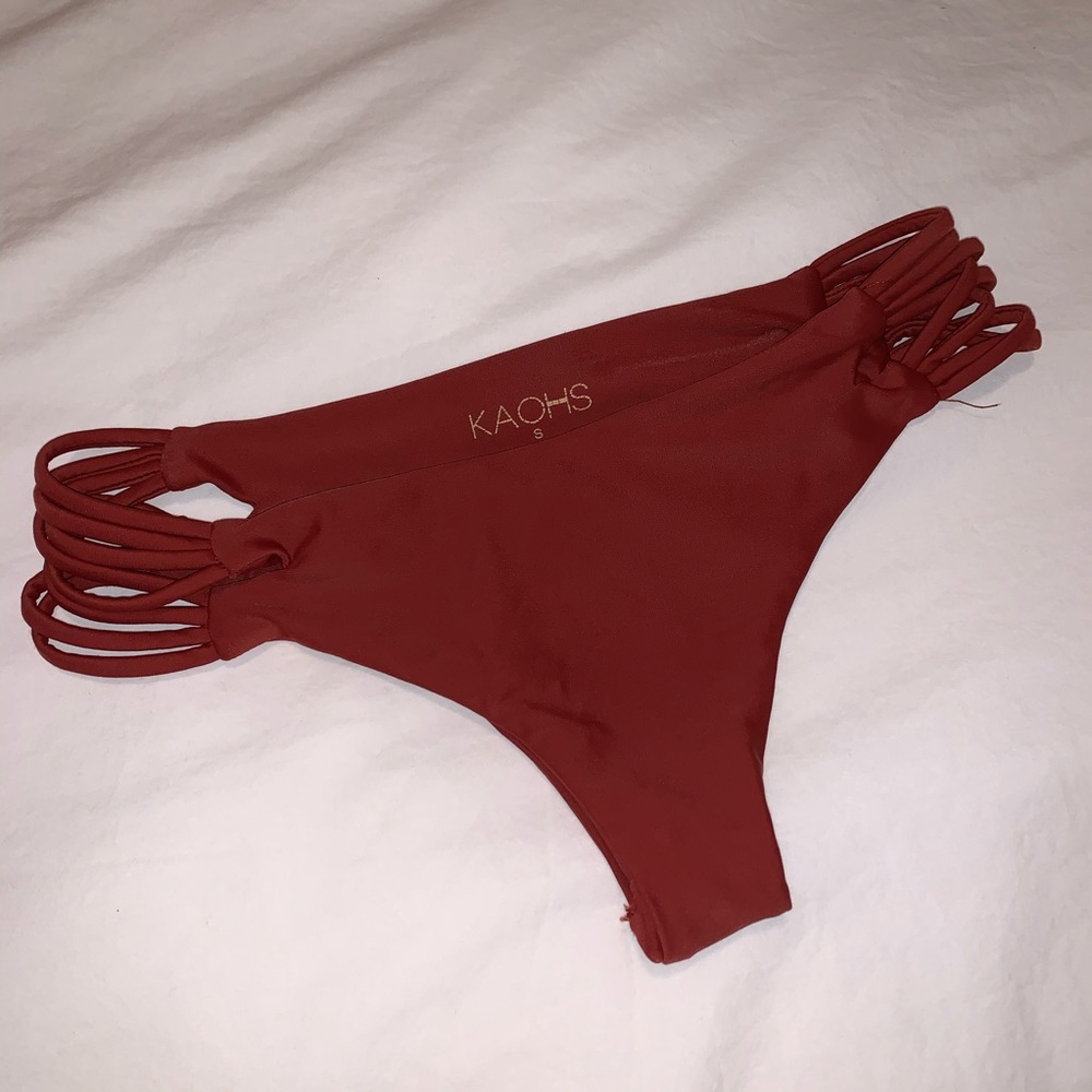KAOHS Swim Criss Cross Cheeky Bikini Bottoms - Red